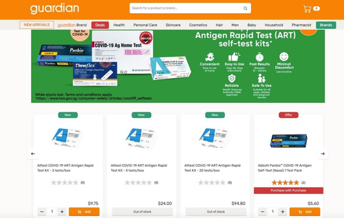 ข่าวล่าสุดของบริษัทเกี่ยวกับ AllTest COVID-19 ผลิตภัณฑ์ทดสอบตัวเองอยู่บนหิ้งของ Guardian ในสิงคโปร์!